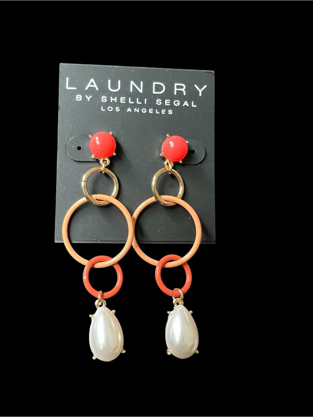 Laundry by Shelli Segal Coral Pearl Drop Earrings